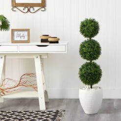 3.5’ Boxwood Triple Ball Topiary Artificial Tree In White Planter (Indoor/Outdoor) 6 3.5’ Boxwood Triple Ball Topiary Artificial Tree In White Planter (Indoor/Outdoor) -Artificial Trees Store artificial 35 boxwood triple ball topiary artificial tree in white planter indooroutdoor nearly natural 906578
