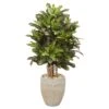3.5’ Croton Artificial Plant In Sand Colored Planter