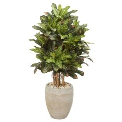 3.5’ Croton Artificial Plant In Sand Colored Planter