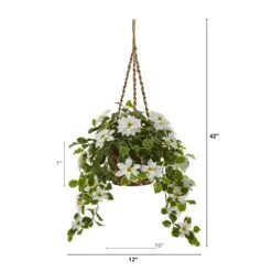 3.5’ Poinsettia And Variegated Holly Artificial Plant In Hanging Basket (Real Touch) -Artificial Trees Store artificial 35 poinsettia and variegated holly artificial plant in hanging basket real touch nearly natural 482307