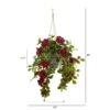 3.5’ Poinsettia And Variegated Holly Artificial Plant In Hanging Metal Bucket (Real Touch)