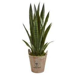 3.5’ Sansevieria Artificial Plant In Farmhouse Planter