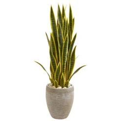 3.5’ Sansevieria Artificial Plant In Sand Colored Planter
