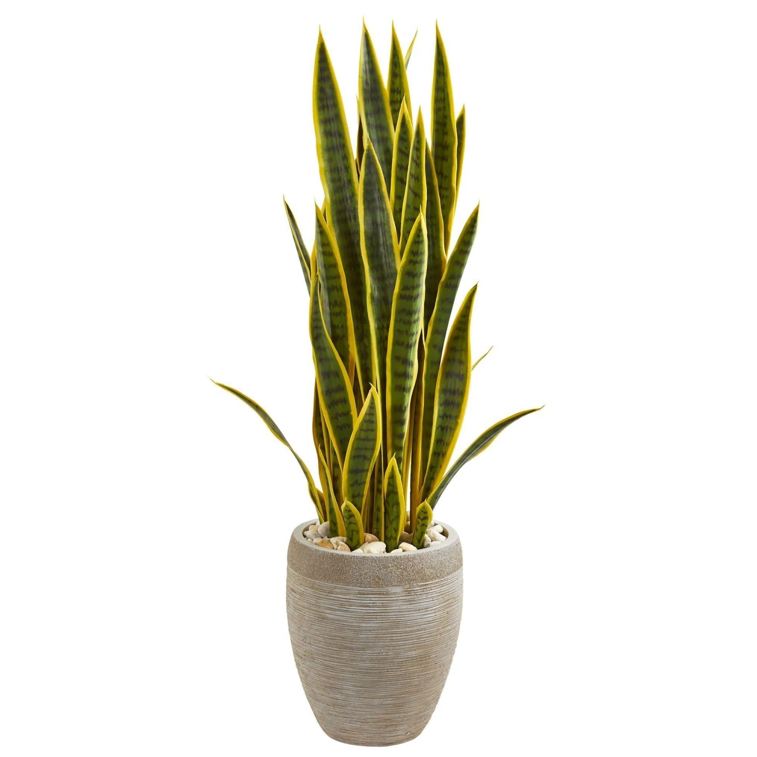 3.5’ Sansevieria Artificial Plant In Sand Colored Planter 1 3.5’ Sansevieria Artificial Plant In Sand Colored Planter