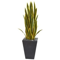 3.5’ Sansevieria Artificial Plant In Slate Planter