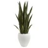 3.5’ Sansevieria Artificial Plant In White Planter