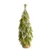 35” Snow Flocked Down Swept Holiday Artificial Christmas Tree In Burlap Base