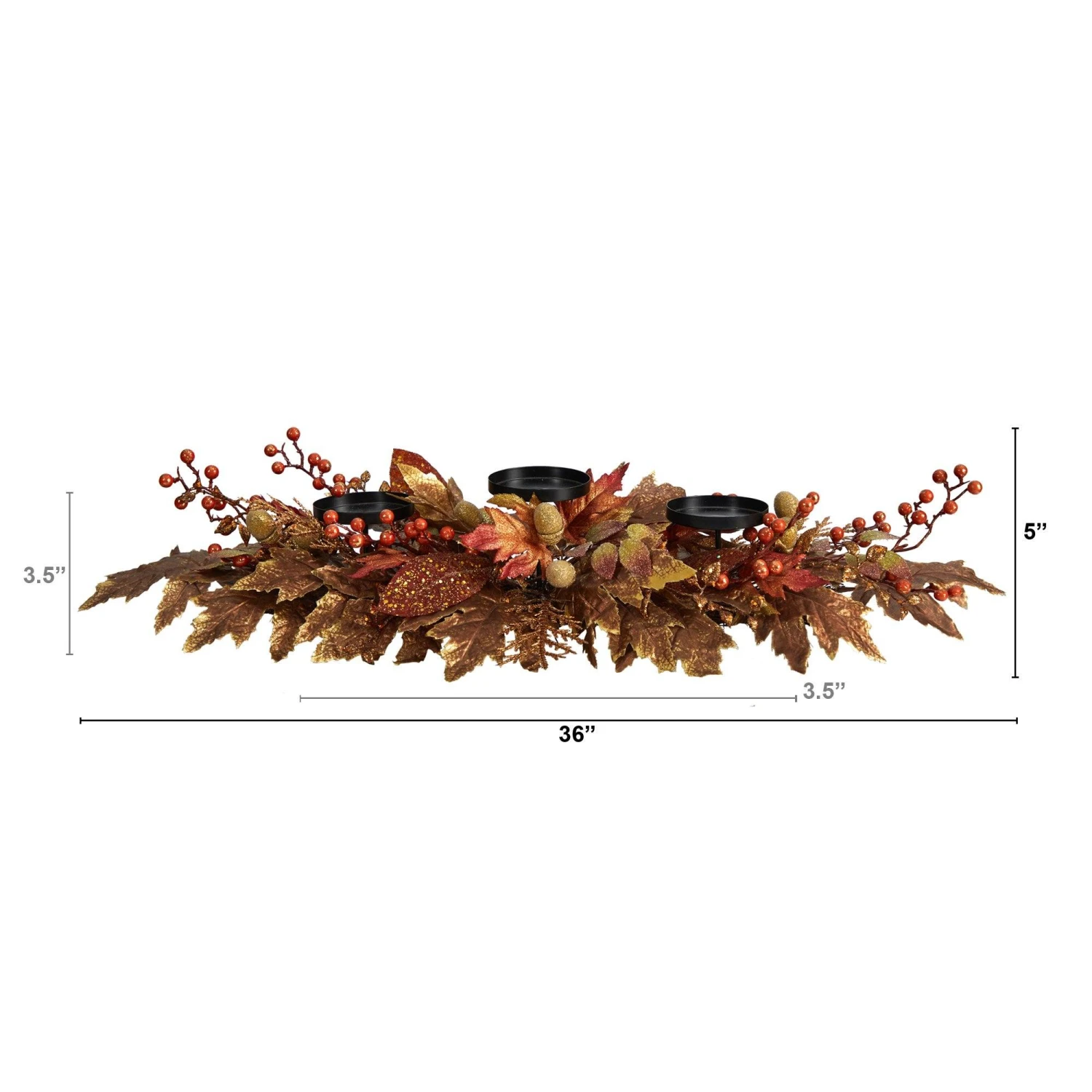 36” Autumn Maple Leaves And Berries Fall Harvest Candelabrum Arrangement 2 36” Autumn Maple Leaves And Berries Fall Harvest Candelabrum Arrangement - Image 2