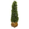 38” Sweet Bay Cone Topiary Artificial Tree In Decorative Metal Planter