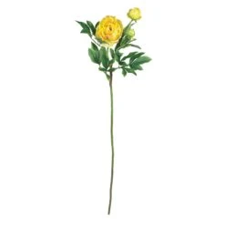 38.5" Peony W/Leaves Stem (Set Of 12)" -Artificial Trees Store artificial 385 peony wleaves stem set of 12 nearly natural yellow 218656