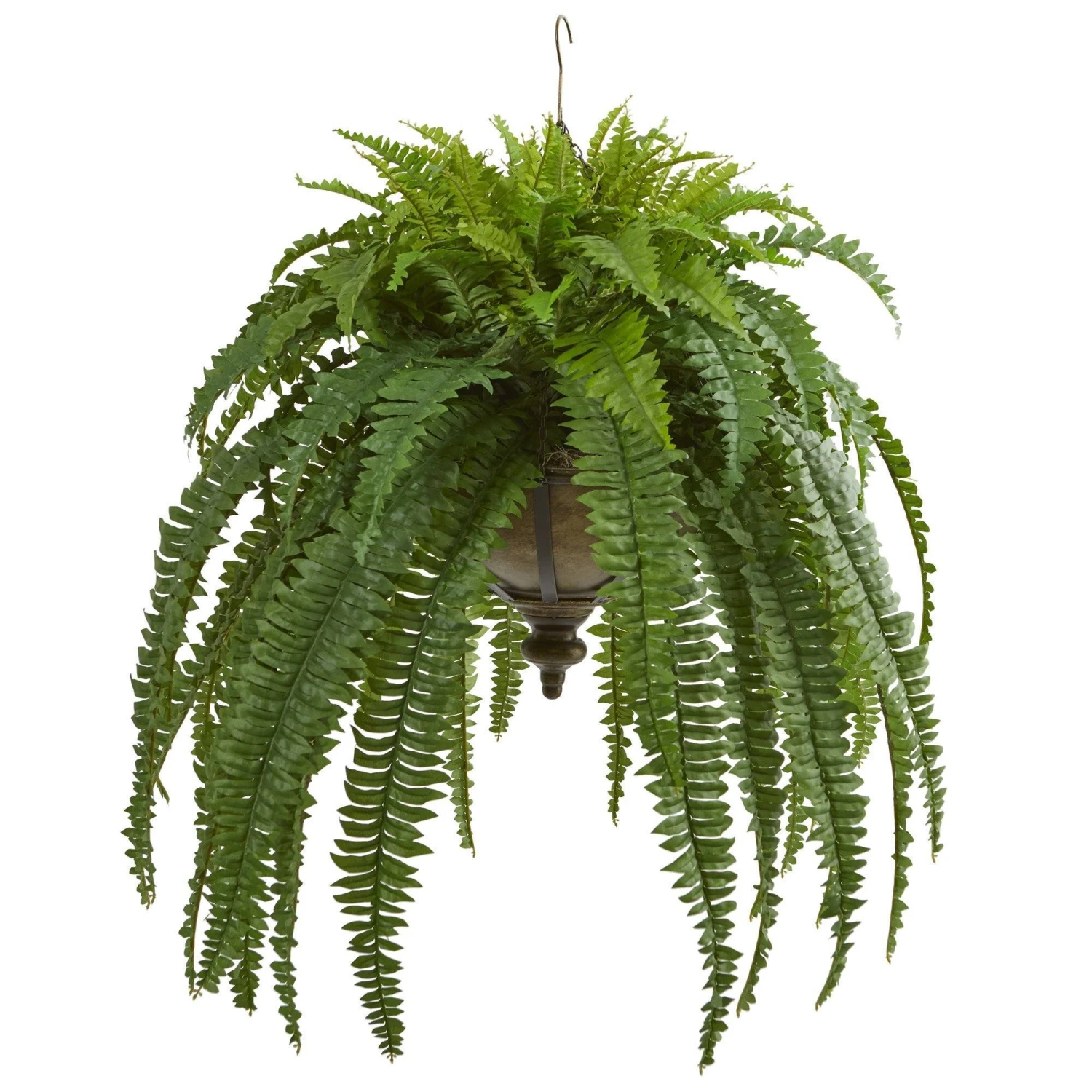 39” Boston Fern Artificial Plant In Metal Hanging Bowl 1 39” Boston Fern Artificial Plant In Metal Hanging Bowl