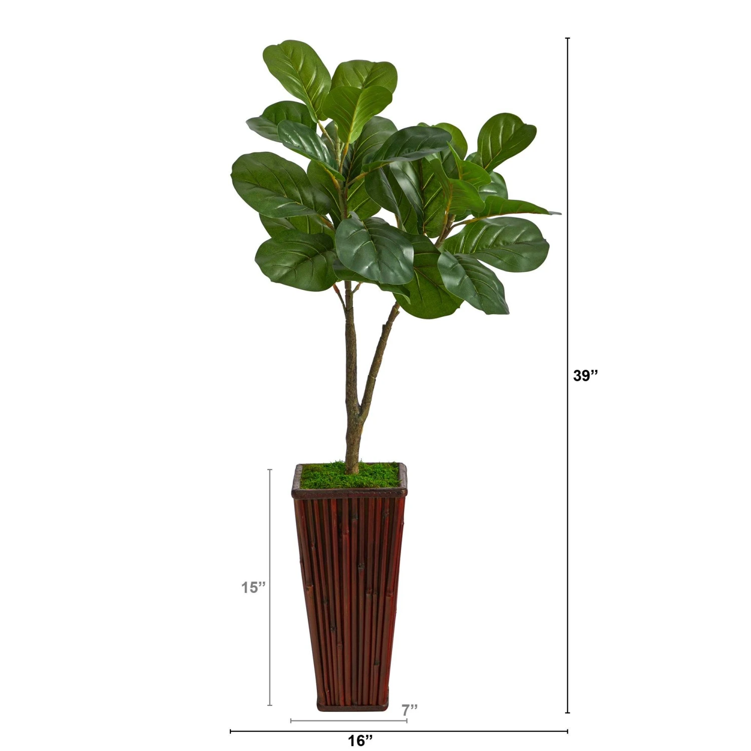 39” Fiddle Leaf Fig Artificial Tree In Bamboo Planter 2 39” Fiddle Leaf Fig Artificial Tree In Bamboo Planter - Image 2