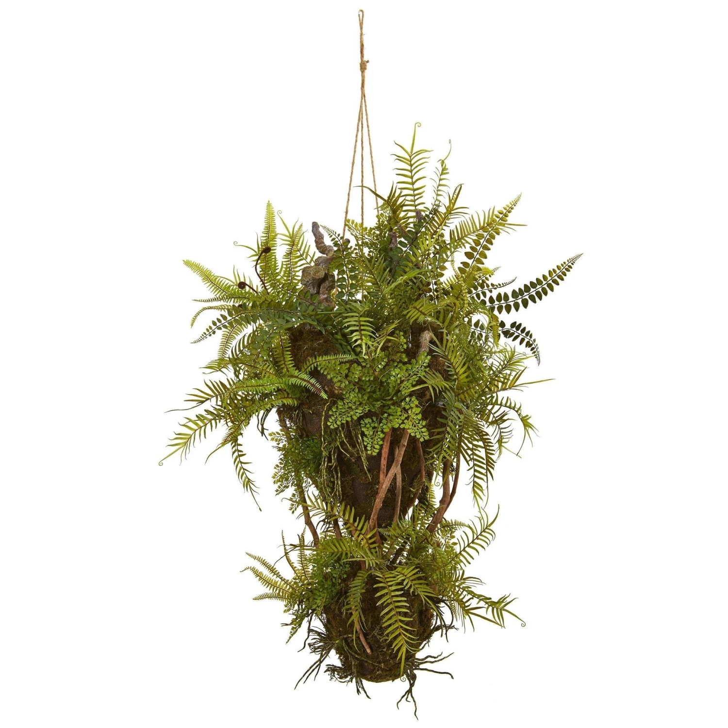 39” Mixed Forest Foliage And Fern Artificial Hanging Plant 1 39” Mixed Forest Foliage And Fern Artificial Hanging Plant