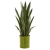 39” Sansevieria Artificial Plant In Metal Planter