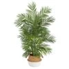 4' Areca Artificial Palm In Boho Chic Handmade Cotton & Jute White Woven Planter