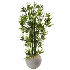 4’ Green Bamboo Artificial Tree In Sand Colored Bowl