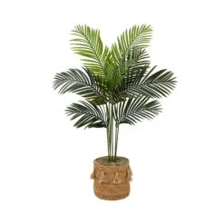 4' Artificial Paradise Palm Tree With Handmade Jute & Cotton Basket With Tassels DIY KIT