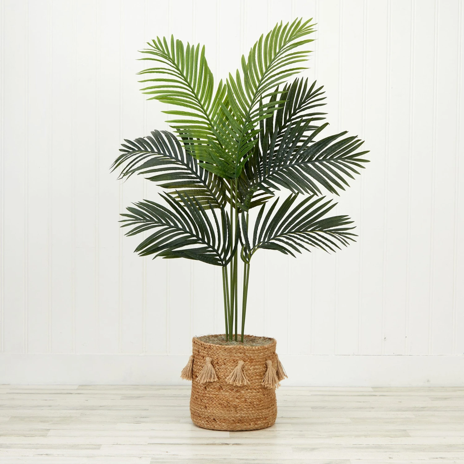 4' Artificial Paradise Palm Tree With Handmade Jute & Cotton Basket With Tassels DIY KIT 4 4' Artificial Paradise Palm Tree With Handmade Jute & Cotton Basket With Tassels DIY KIT - Image 4