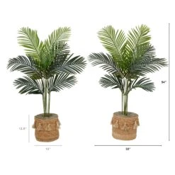 4' Artificial Paradise Palm Tree With Handmade Jute & Cotton Basket With Tassels DIY KIT - Set Of 2 -Artificial Trees Store artificial 4 artificial paradise palm tree with handmade jute cotton basket with tassels diy kit set of 2 plant in planter nearly natural 441267