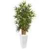 4’ Beige Trunk Bamboo Artificial Tree In White Tower Planter