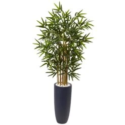 4’ Bamboo Tree In Gray Cylinder Planter