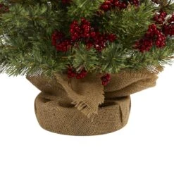 4’ Berry And Pine Artificial Christmas Tree With 100 Warm White Lights And Burlap Wrapped Base -Artificial Trees Store artificial 4 berry and pine artificial christmas tree with 100 warm white lights and burlap wrapped base nearly natural 416871