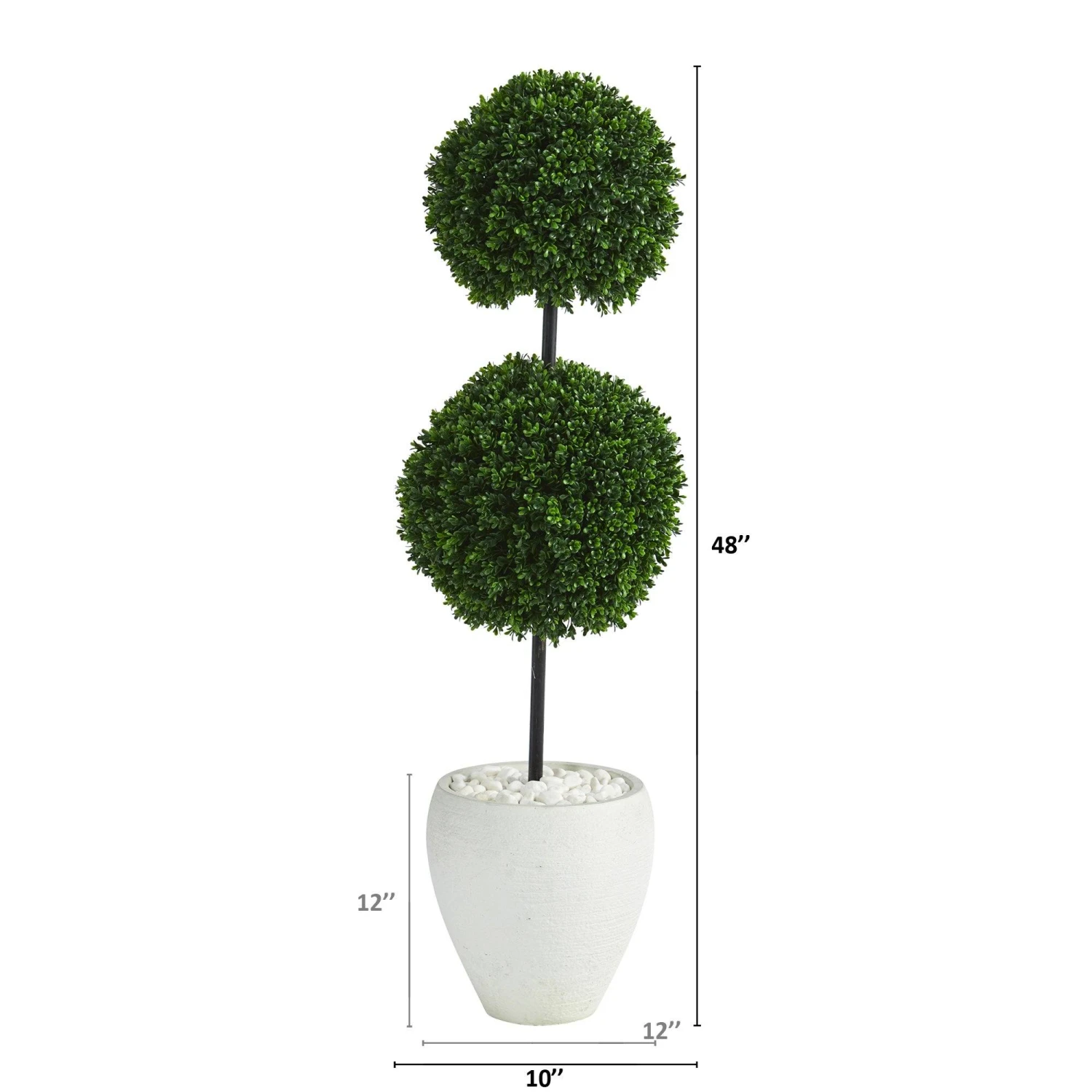 4’ Boxwood Double Ball Artificial Topiary Tree In White Planter(Indoor/Outdoor) 2 4’ Boxwood Double Ball Artificial Topiary Tree In White Planter(Indoor/Outdoor) - Image 2