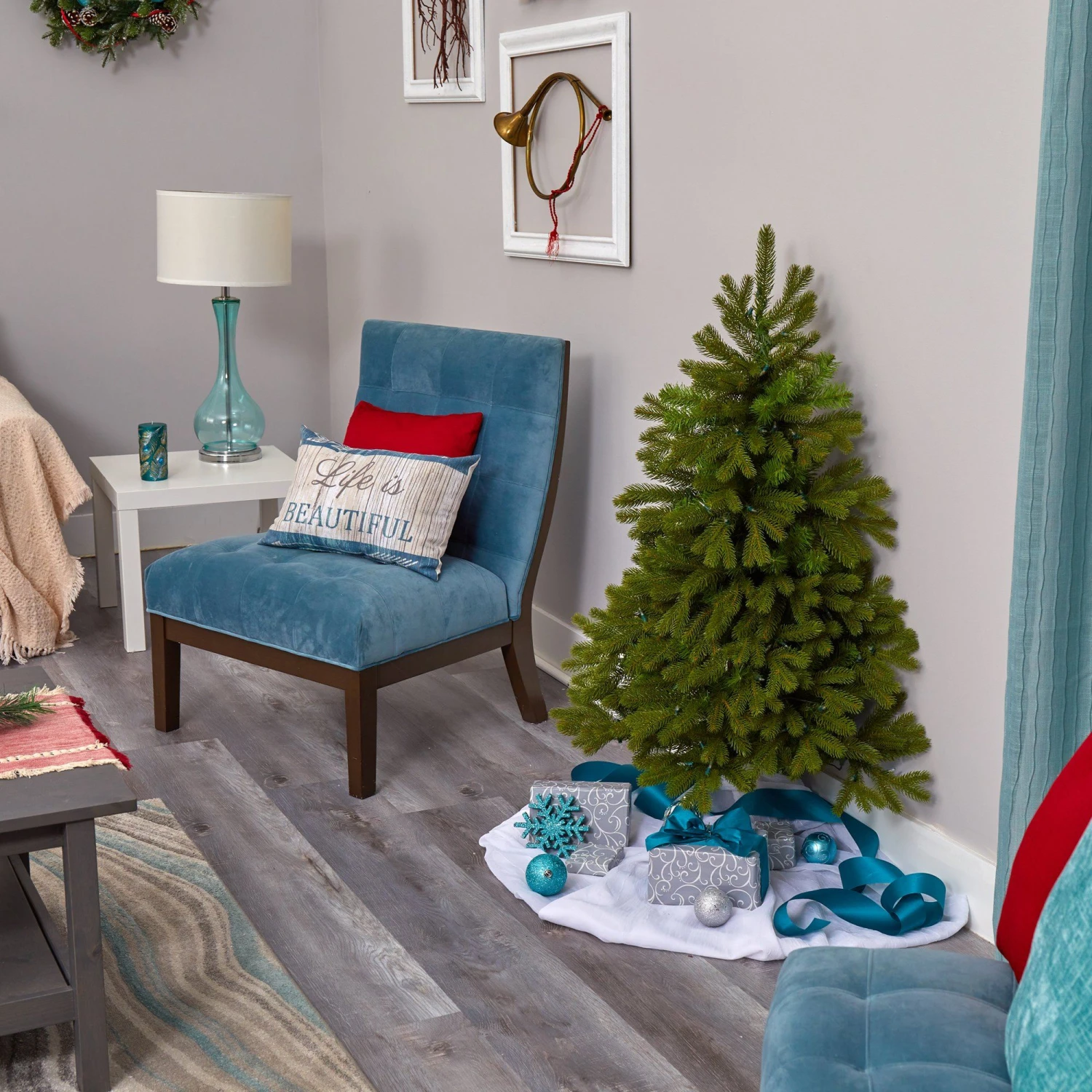 4' Cambridge Spruce Flat Back Artificial Christmas Tree With 100 Warm White (Multifunction) LED Lights And 221 Bendable Branches 10 4' Cambridge Spruce Flat Back Artificial Christmas Tree With 100 Warm White (Multifunction) LED Lights And 221 Bendable Branches - Image 10