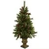 4’ Christmas Tree W/Berries, Pine Cones, LED Lights & Decorative Urn