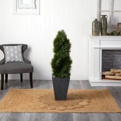 4’ Cypress Double Spiral Topiary Artificial Tree In Slate Planter(Indoor/Outdoor) 5 4’ Cypress Double Spiral Topiary Artificial Tree In Slate Planter(Indoor/Outdoor) -Artificial Trees Store artificial 4 cypress double spiral topiary artificial tree in slate planter uv resistant indooroutdoor nearly natural 523633