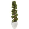 4’ English Ivy Topiary Tree In White Oval Planter UV Resistant (Indoor/Outdoor)