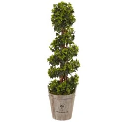 4’ English Ivy Tree In Farmhouse Planter UV Resistant (Indoor/Outdoor)