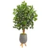 4’ Ficus Artificial Tree In Gray Planter With Stand