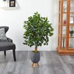 4’ Ficus Artificial Tree In Gray Planter With Stand -Artificial Trees Store artificial 4 ficus artificial tree in gray planter with stand nearly natural 534656