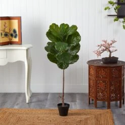 4’ Fiddle Leaf Tree UV Resistant (Indoor/Outdoor) -Artificial Trees Store artificial 4 fiddle leaf tree uv resistant indooroutdoor nearly natural 817761