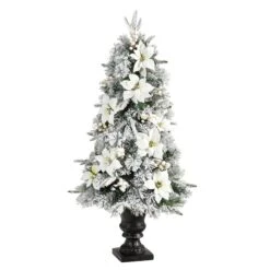 4’ Flocked Artificial Christmas Tree With 223 Bendable Branches And 100 Warm Lights In Decorative Urn 10 4’ Flocked Artificial Christmas Tree With 223 Bendable Branches And 100 Warm Lights In Decorative Urn -Artificial Trees Store artificial 4 flocked artificial christmas tree with 223 bendable branches and 100 warm lights in decorative urn nearly natural 231401