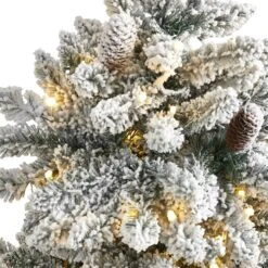 4’ Flocked Livingston Fir Artificial Christmas Tree With Pine Cones And 150 Clear Warm LED Lights -Artificial Trees Store artificial 4 flocked livingston fir artificial christmas tree with pine cones and 150 clear warm led lights nearly natural 474858