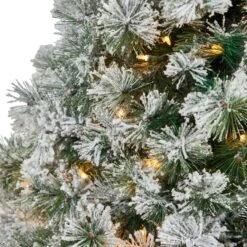 4’ Flocked Oregon Pine Artificial Christmas Tree With 100 Clear Lights And 215 Bendable Branches -Artificial Trees Store artificial 4 flocked oregon pine artificial christmas tree with 100 clear lights and 215 bendable branches nearly natural 744164