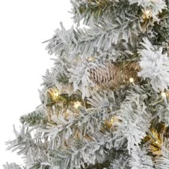4' Flocked White River Mountain Pine Artificial Christmas Tree With Pinecones And 100 Clear LED Lights -Artificial Trees Store artificial 4 flocked white river mountain pine artificial christmas tree with pinecones and 100 clear led ligh nearly natural 885277