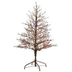 4’ Frosted Berry Twig Artificial Christmas Tree -Artificial Trees Store artificial 4 frosted berry twig tree with 100 multicolored gum ball led lights and 240 bendable branches nearly natural 584000