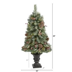 Artificial Trees Store -Artificial Trees Store artificial 4 frosted pine pinecone and berries artificial christmas tree with 100 clear led lights in decorative urn nearly natural 860224