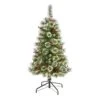 4’ Frosted Swiss Pine Artificial Christmas Tree With 100 Clear LED Lights And Berries