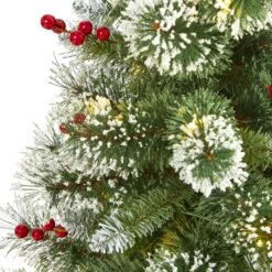 4’ Frosted Swiss Pine Artificial Christmas Tree With 100 Clear LED Lights And Berries 9 4’ Frosted Swiss Pine Artificial Christmas Tree With 100 Clear LED Lights And Berries -Artificial Trees Store artificial 4 frosted swiss pine artificial christmas tree with 100 clear led lights and berries nearly natural 692881