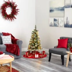 4’ Frosted Swiss Pine Artificial Christmas Tree With 100 Clear LED Lights And Berries 11 4’ Frosted Swiss Pine Artificial Christmas Tree With 100 Clear LED Lights And Berries -Artificial Trees Store artificial 4 frosted swiss pine artificial christmas tree with 100 clear led lights and berries nearly natural 800887