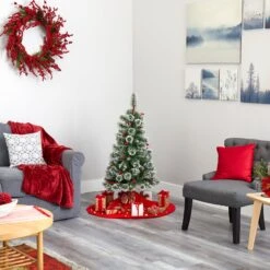 4’ Frosted Swiss Pine Artificial Christmas Tree With 100 Clear LED Lights And Berries 13 4’ Frosted Swiss Pine Artificial Christmas Tree With 100 Clear LED Lights And Berries -Artificial Trees Store artificial 4 frosted swiss pine artificial christmas tree with 100 clear led lights and berries nearly natural 845478