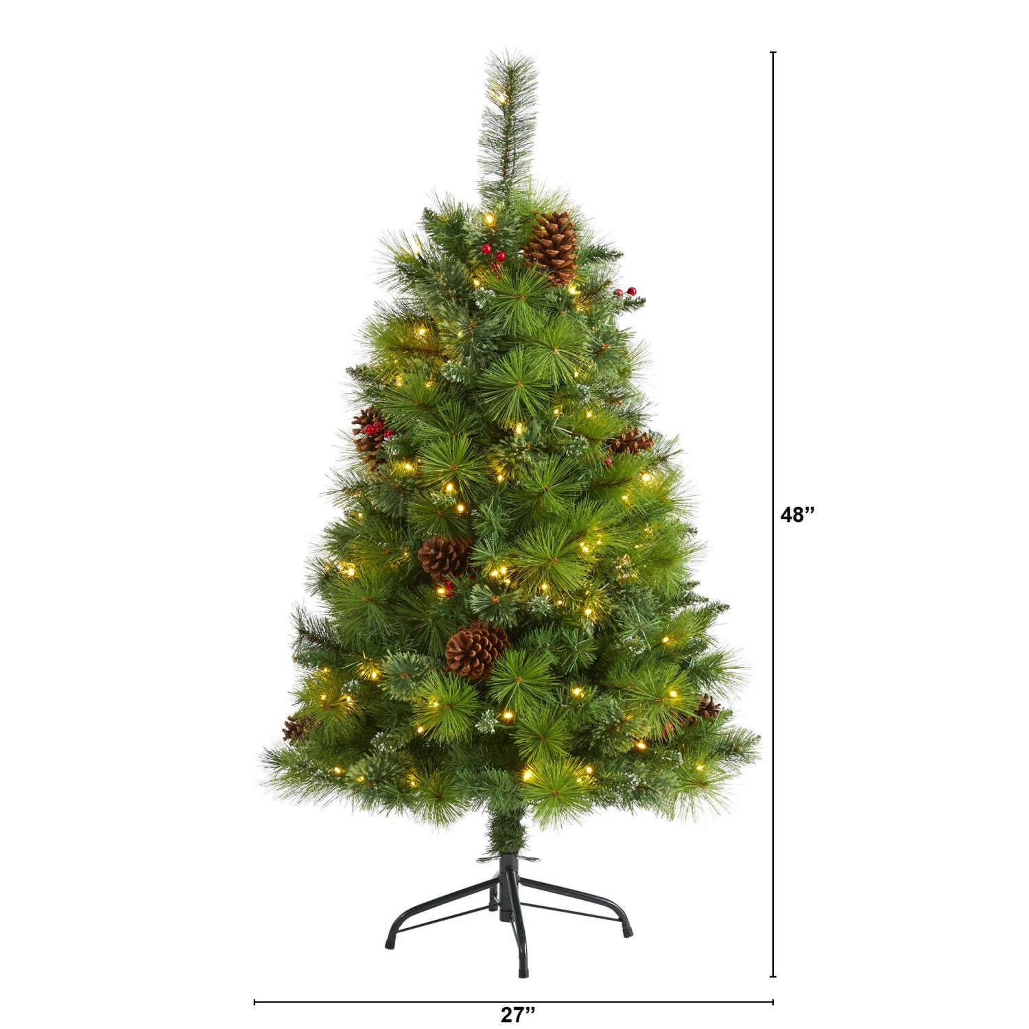 4’ Montana Mixed Pine Artificial Christmas Tree With Pine Cones, Berries And 150 Clear LED Lights 2 4’ Montana Mixed Pine Artificial Christmas Tree With Pine Cones, Berries And 150 Clear LED Lights - Image 2