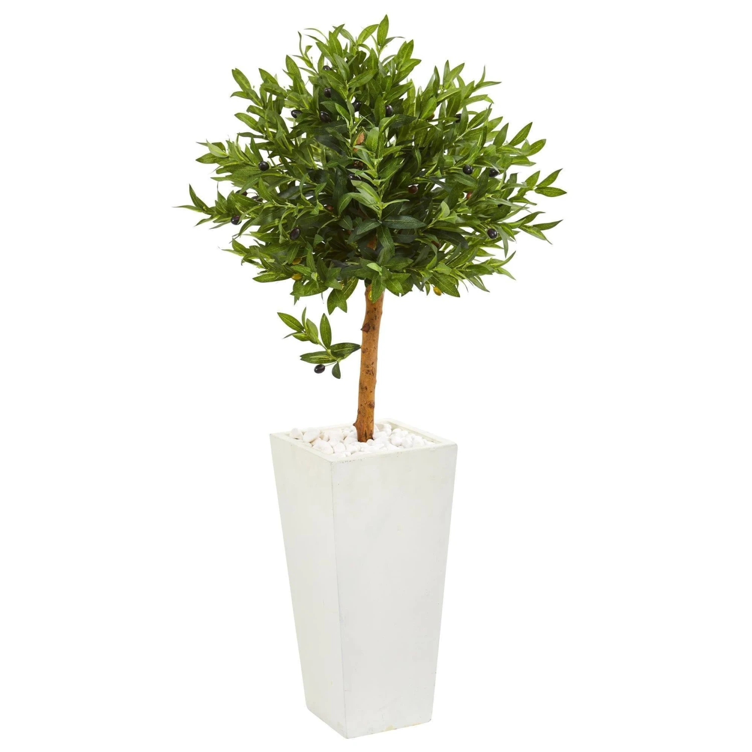 4’ Olive Topiary Artificial Tree In White Planter(Indoor/Outdoor) 1 4’ Olive Topiary Artificial Tree In White Planter(Indoor/Outdoor)
