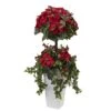 4’ Poinsettia Berry Topiary W/Decorative Planter