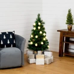 4' Pre-Lit Fiber Optic Artificial Christmas Tree With Mixed Tips And 37 LED Warm White Lights -Artificial Trees Store artificial 4 pre lit fiber optic artificial christmas tree with mixed tips and 37 led warm white lights nearly natural 166991