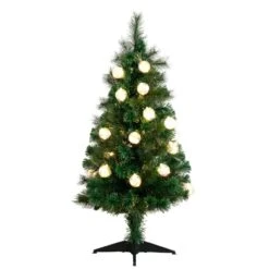 4' Pre-Lit Fiber Optic Artificial Christmas Tree With Mixed Tips And 37 LED Warm White Lights